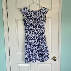 ModCloth beautiful damask print boat neck dress